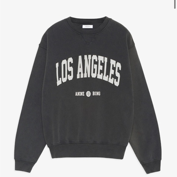 NEW NWT Anine Bing RAMONA SWEATSHIRT LOS ANGELES WASHED BLACK size L - Picture 3 of 9